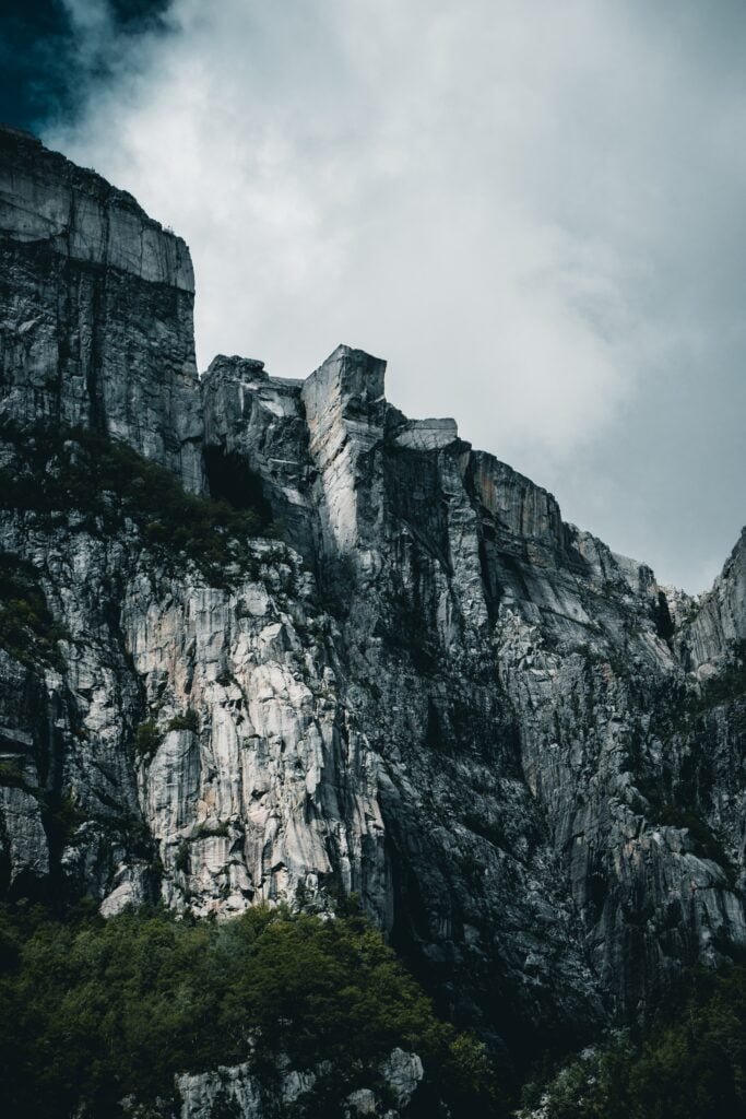 the preikestolen, as seen from the Lysefjorden