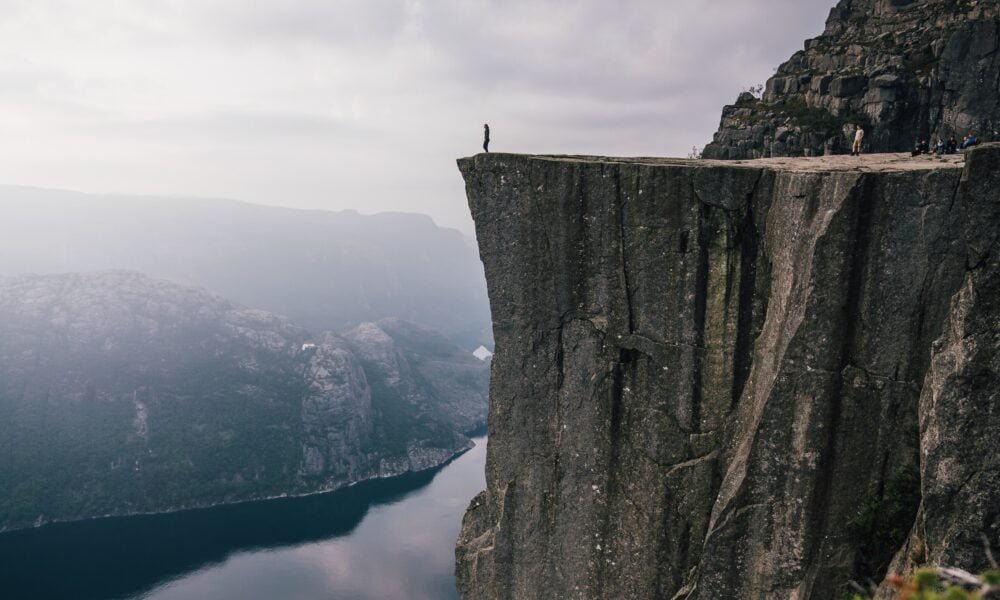 hiker on top of preikstolen