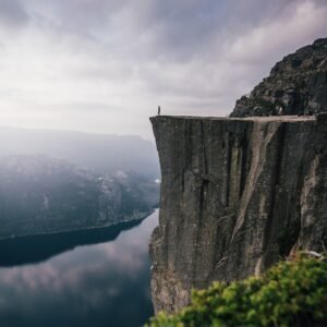 hiker on top of preikstolen