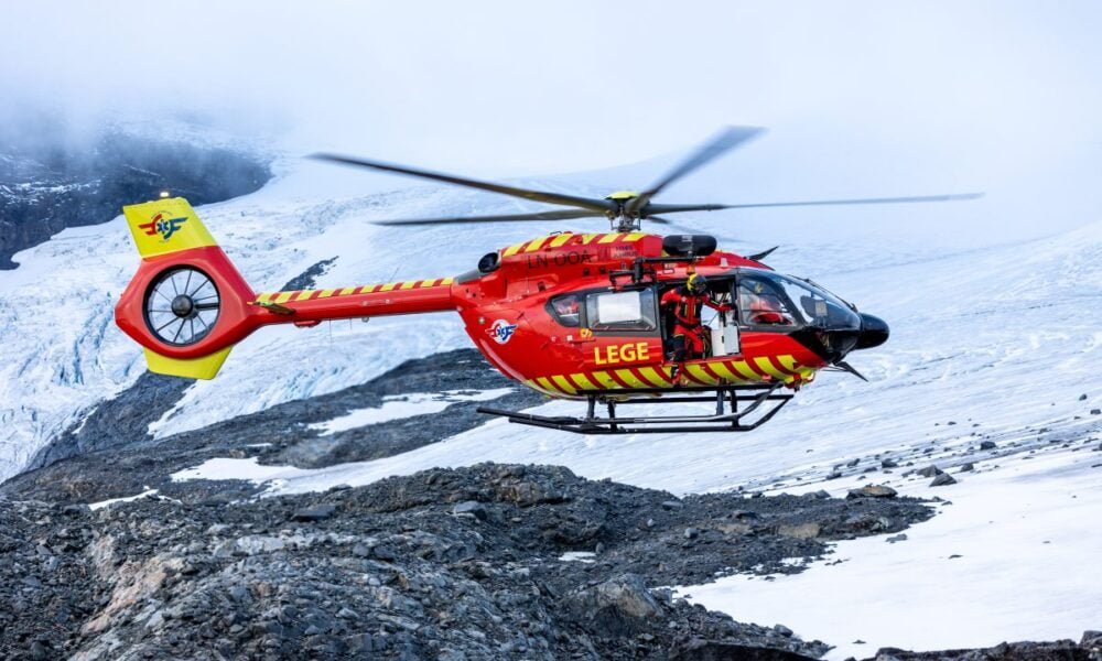 norwegian rescue helicopter in the mountains