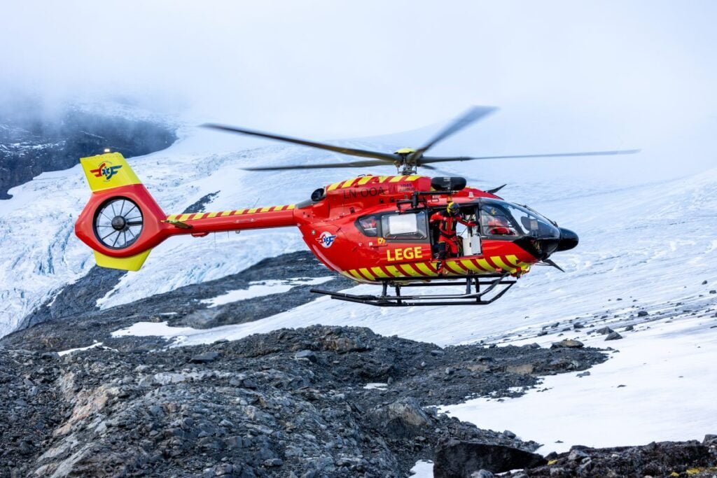 norwegian rescue helicopter in the mountains